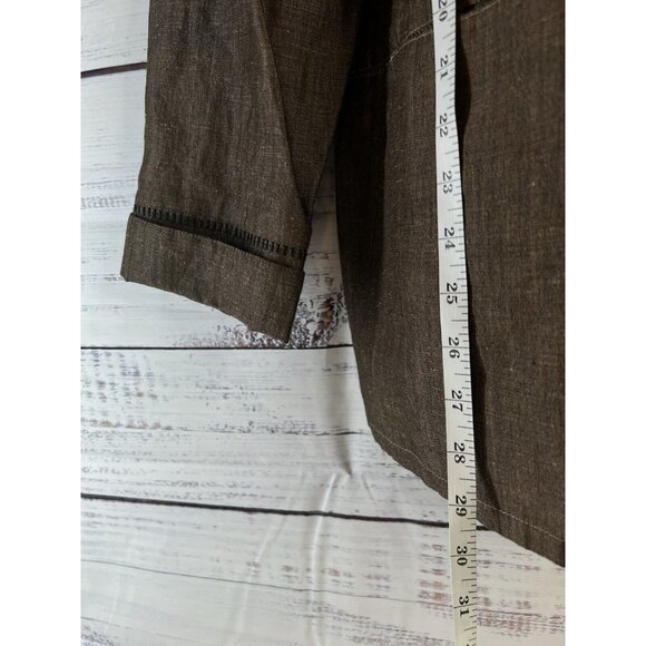 J Jill Women’s Linen Blend Blazer Size L Lagen Boho Stitched Pockets Academia - Picture 7 of 12